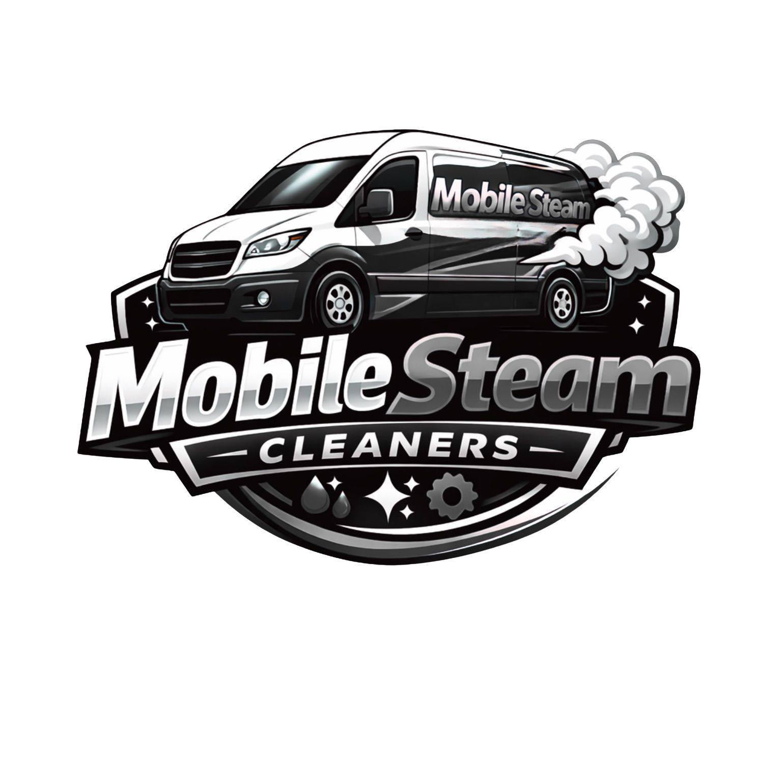 Mobile Steam Cleaners — znak firmy z ciężarówką